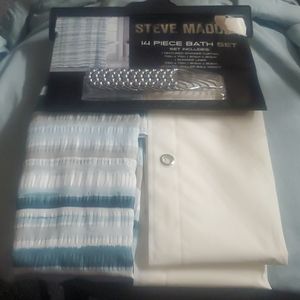 Nwt Steve madden shower curtain set stripped jade
